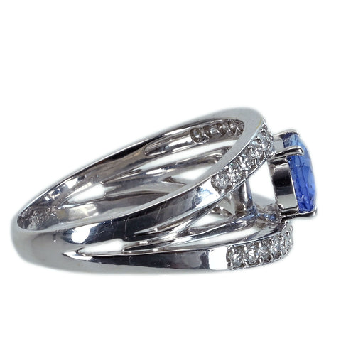 【中古】K18WG SAPPHIREサファイアリング S2.09ct D0.584ct 9.0g #18