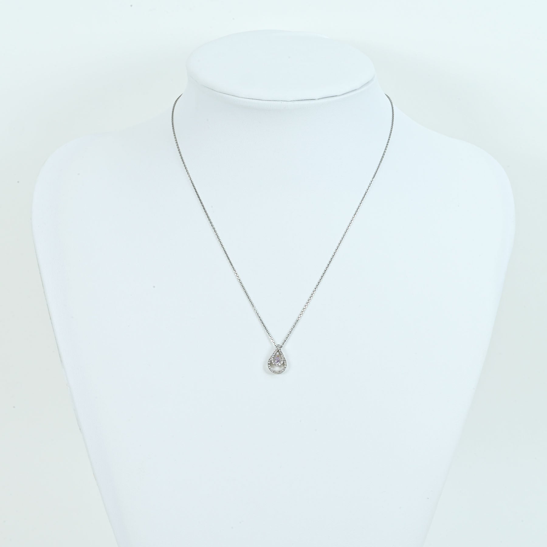 中古】PT850/PT900 PINK DIAMONDピンクダイヤモンド ネックレス 0.111