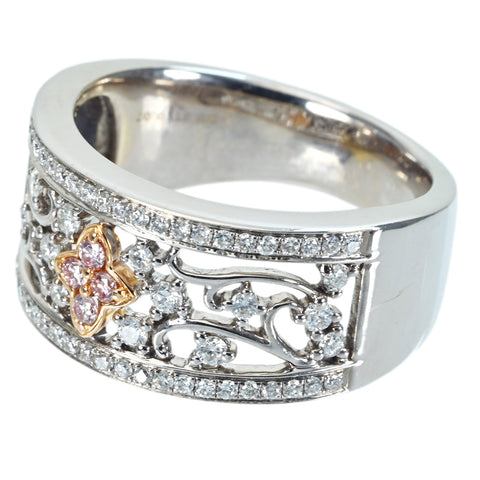 【中古】K18WG/K18PG DIAMOND ピンク＆カラーレスダイヤモンドリング PD0.07ct D0.51ct 8.9g #15.5