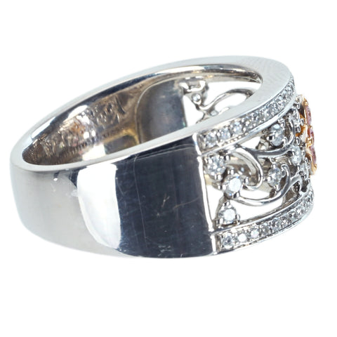 【中古】K18WG/K18PG DIAMOND ピンク＆カラーレスダイヤモンドリング PD0.07ct D0.51ct 8.9g #15.5