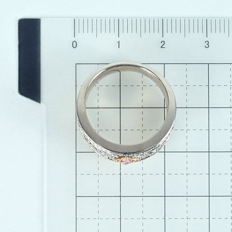 【中古】K18WG/K18PG DIAMOND ピンク＆カラーレスダイヤモンドリング PD0.07ct D0.51ct 8.9g #15.5