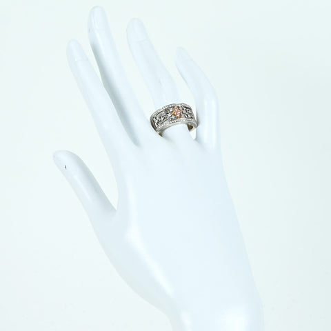 【中古】K18WG/K18PG DIAMOND ピンク＆カラーレスダイヤモンドリング PD0.07ct D0.51ct 8.9g #15.5