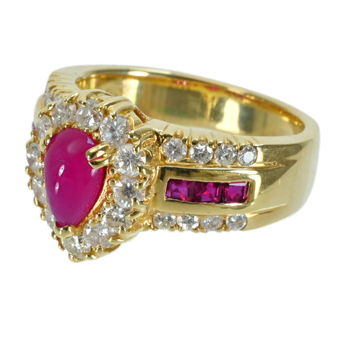 【中古】K18YG RUBY RING ルビーリング R1.09ct R0.49ct D0.98ct 10.1g #12