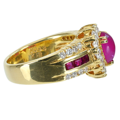 【中古】K18YG RUBY RING ルビーリング R1.09ct R0.49ct D0.98ct 10.1g #12