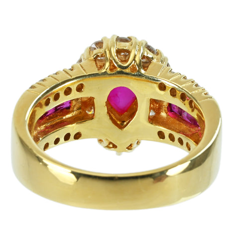 【中古】K18YG RUBY RING ルビーリング R1.09ct R0.49ct D0.98ct 10.1g #12
