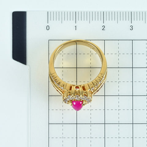 【中古】K18YG RUBY RING ルビーリング R1.09ct R0.49ct D0.98ct 10.1g #12