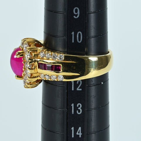 【中古】K18YG RUBY RING ルビーリング R1.09ct R0.49ct D0.98ct 10.1g #12