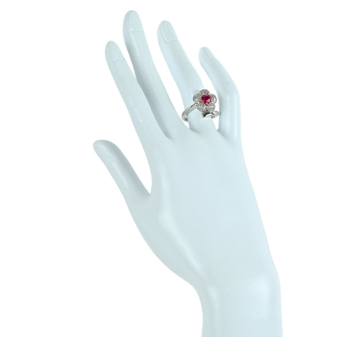 【中古】PT900/K18YG RUBY ルビーリング 0.785ct D0.51ct CGLソーティング 10.1g #12.5