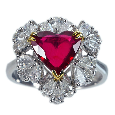【中古】K18WG/YG NO HEAT RUBY RING モザンビーク産 非加熱ルビーリング R2.02ct D1.25ctPigeon Blood AIGS 鑑別書5.1g #15
