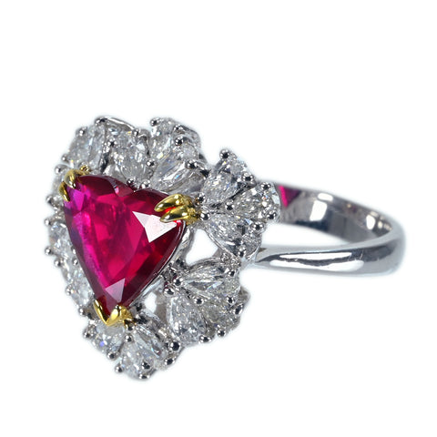【中古】K18WG/YG NO HEAT RUBY RING モザンビーク産 非加熱ルビーリング R2.02ct D1.25ctPigeon Blood AIGS 鑑別書5.1g #15