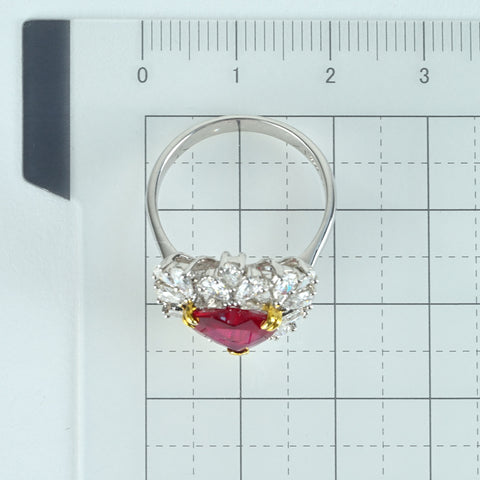【中古】K18WG/YG NO HEAT RUBY RING モザンビーク産 非加熱ルビーリング R2.02ct D1.25ctPigeon Blood AIGS 鑑別書5.1g #15
