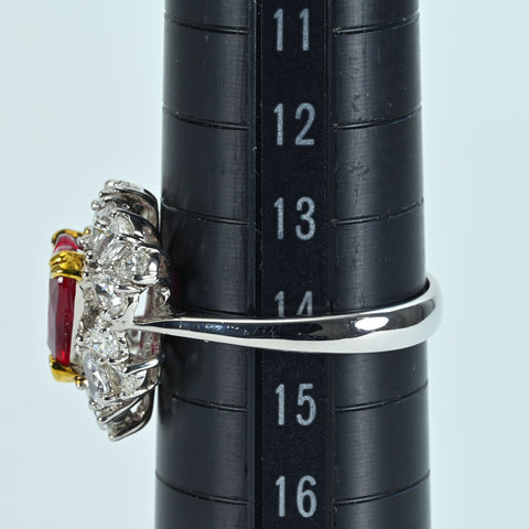 【中古】K18WG/YG NO HEAT RUBY RING モザンビーク産 非加熱ルビーリング R2.02ct D1.25ctPigeon Blood AIGS 鑑別書5.1g #15