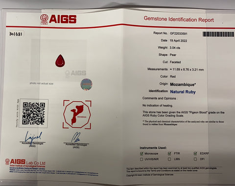 【中古】K18WG/YG RUBYモザンビーク産非加熱ルビーリング R3.04ct D0.98ct AIGS ピジョンブラッド鑑別書5.3g #14.5
