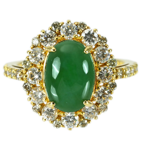 【中古】K18YG JADEITE RING ヒスイリング J2.96ct D1.14ct 4.7g #11