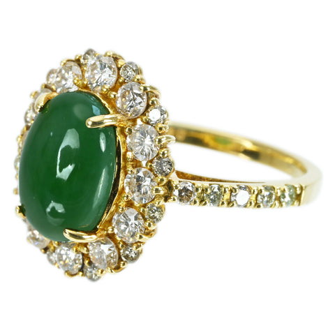 【中古】K18YG JADEITE RING ヒスイリング J2.96ct D1.14ct 4.7g #11