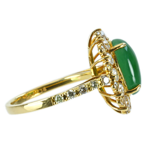 【中古】K18YG JADEITE RING ヒスイリング J2.96ct D1.14ct 4.7g #11