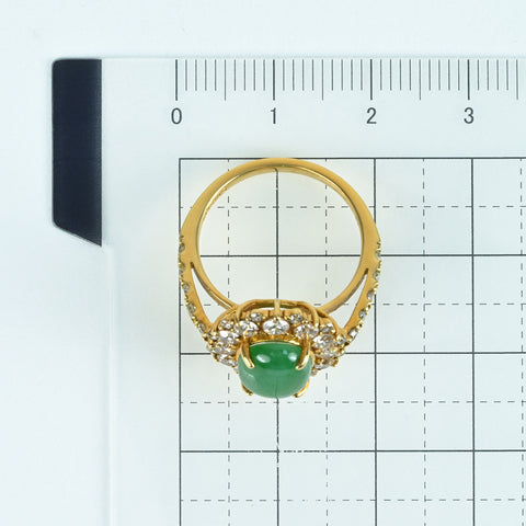 【中古】K18YG JADEITE RING ヒスイリング J2.96ct D1.14ct 4.7g #11