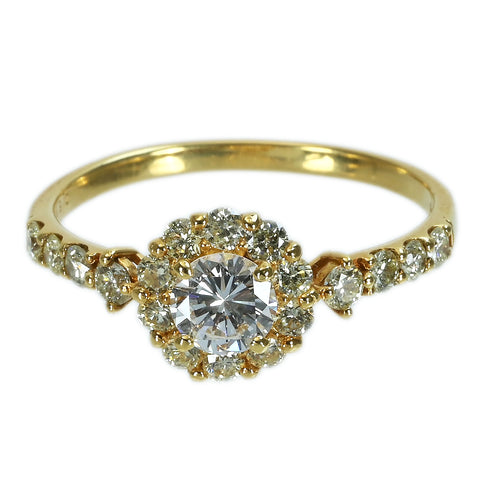 【中古】K18YG DIAMOND RING ダイヤモンドリング 0.327ct Hカラー VVS2 Good D0.50c CGLソーティンぐ 1.8g #11.5