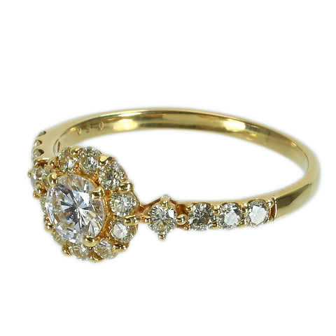 【中古】K18YG DIAMOND RING ダイヤモンドリング 0.327ct Hカラー VVS2 Good D0.50c CGLソーティンぐ 1.8g #11.5