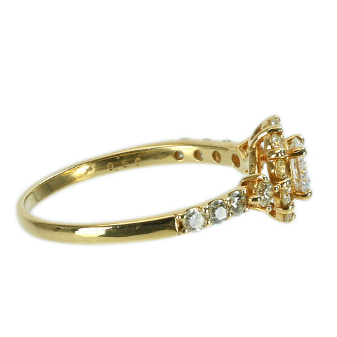 【中古】K18YG DIAMOND RING ダイヤモンドリング 0.327ct Hカラー VVS2 Good D0.50c CGLソーティンぐ 1.8g #11.5