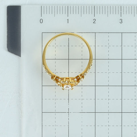 【中古】K18YG DIAMOND RING ダイヤモンドリング 0.327ct Hカラー VVS2 Good D0.50c CGLソーティンぐ 1.8g #11.5