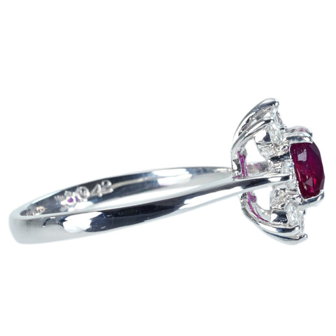 【中古】K18WG Mogok Mynmar RUBY RING ビルマ モゴク産ルビーリング R1.30ct D0.42ct Pigeon Blood GRS鑑別書 3.6g #14