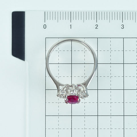【中古】K18WG Mogok Mynmar RUBY RING ビルマ モゴク産ルビーリング R1.30ct D0.42ct Pigeon Blood GRS鑑別書 3.6g #14