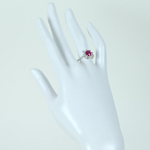 【中古】K18WG Mogok Mynmar RUBY RING ビルマ モゴク産ルビーリング R1.30ct D0.42ct Pigeon Blood GRS鑑別書 3.6g #14