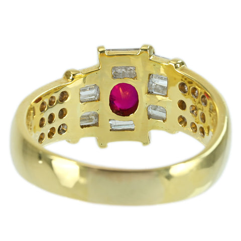 【中古】K18YG RUBY RING ルビーリング R0.875ct D1.30ct 7.5g #15