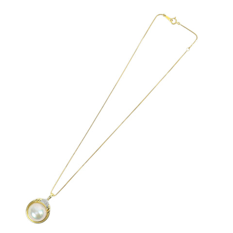 【中古】 K14YG/K18YG MABE PEARL NECKLACE マベパールペンダントネックレス 8.6g