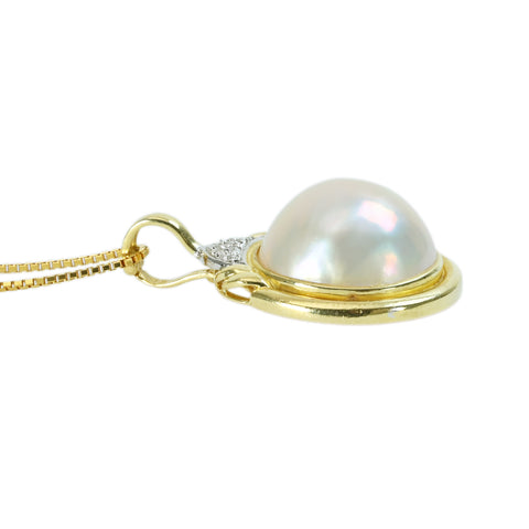 【中古】 K14YG/K18YG MABE PEARL NECKLACE マベパールペンダントネックレス 8.6g