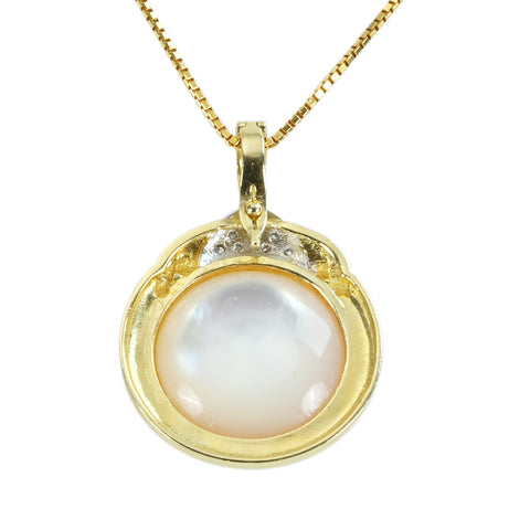 【中古】 K14YG/K18YG MABE PEARL NECKLACE マベパールペンダントネックレス 8.6g