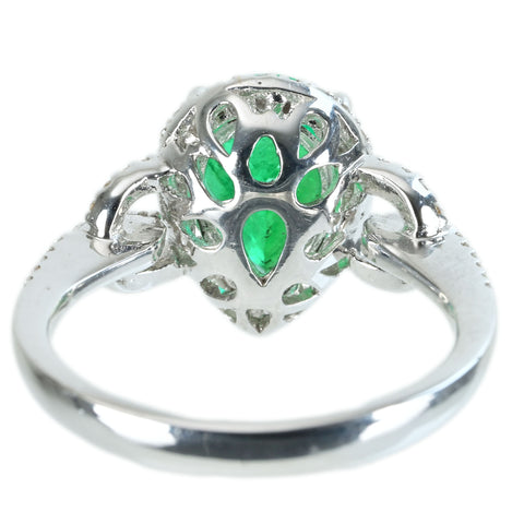 【中古】K18WG EMERALD RING エメラルドリング E2.04ct D0.30ct 5.2g #13.5
