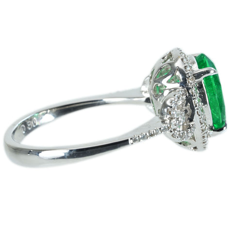 【中古】K18WG EMERALD RING エメラルドリング E2.04ct D0.30ct 5.2g #13.5