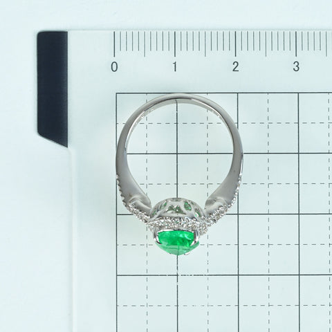 【中古】K18WG EMERALD RING エメラルドリング E2.04ct D0.30ct 5.2g #13.5