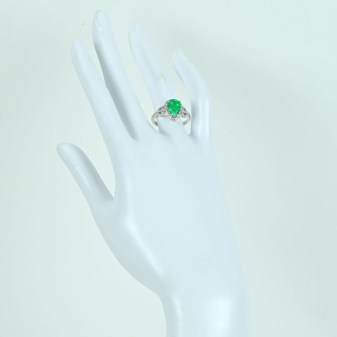 【中古】K18WG EMERALD RING エメラルドリング E2.04ct D0.30ct 5.2g #13.5