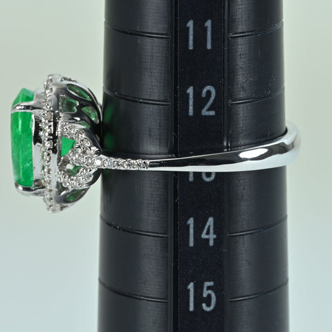 【中古】K18WG EMERALD RING エメラルドリング E2.04ct D0.30ct 5.2g #13.5