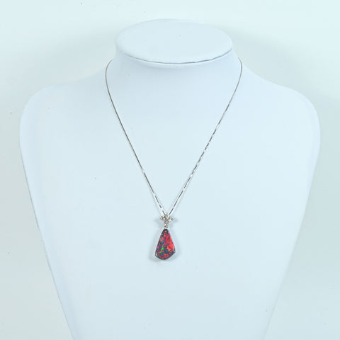 【中古】K18WG/PT900 BLACK OPALブラックオパールペンダントネックレス BO9.00ct D0.60ct 日宝協鑑別書 8.4g