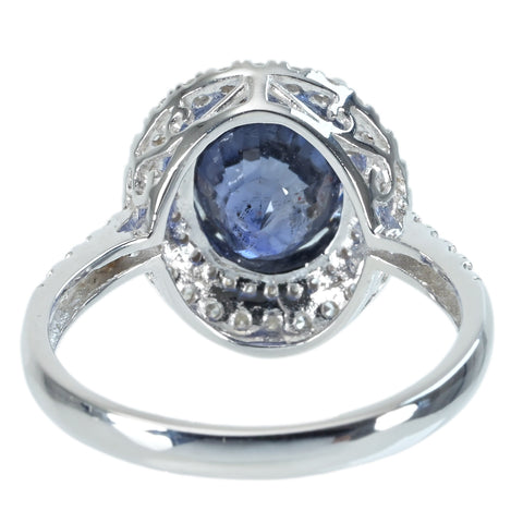 【中古】K18WG SAPPHIRE スリランカ産非加熱サファイアリング S4.26ct D0.37ct AIGS鑑別書 4.4g #13.5