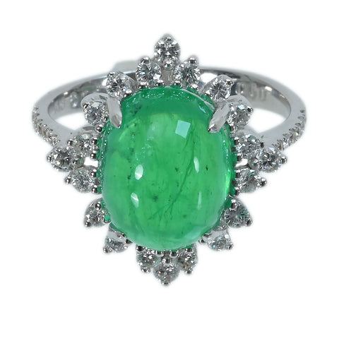 【中古】K18WG EMERALDエメラルドリング E6.03ct D0.60ct 4.8g #13.5