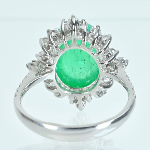 【中古】K18WG EMERALDエメラルドリング E6.03ct D0.60ct 4.8g #13.5