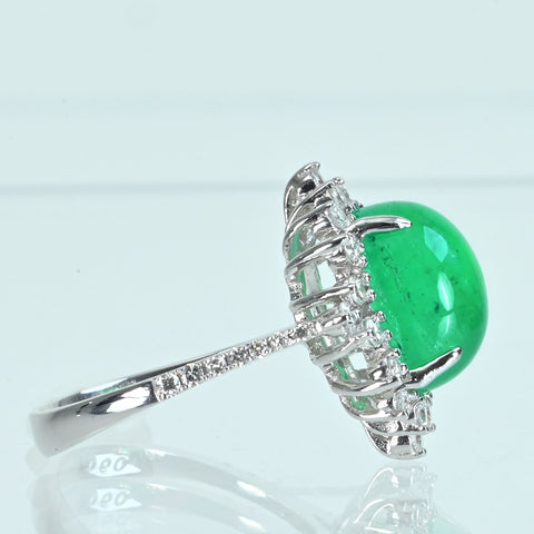 【中古】K18WG EMERALDエメラルドリング E6.03ct D0.60ct 4.8g #13.5