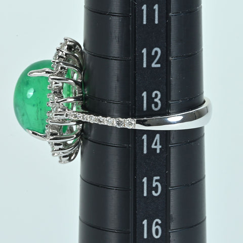 【中古】K18WG EMERALDエメラルドリング E6.03ct D0.60ct 4.8g #13.5