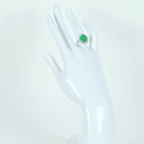 【中古】K18WG EMERALDエメラルドリング E6.03ct D0.60ct 4.8g #13.5