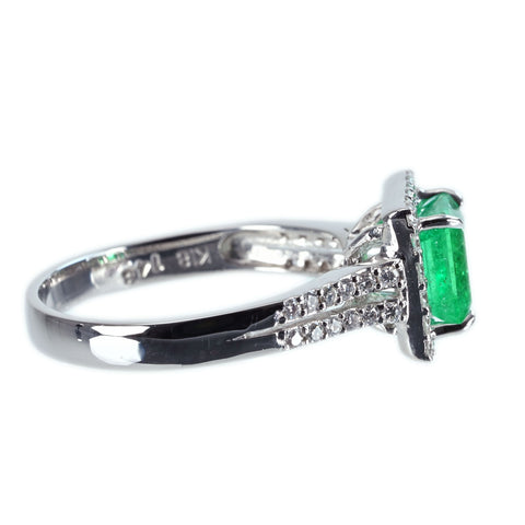 【中古】K18WG EMERALD RING エメラルドリング E1.48ct D0.45ct 3.9g #14