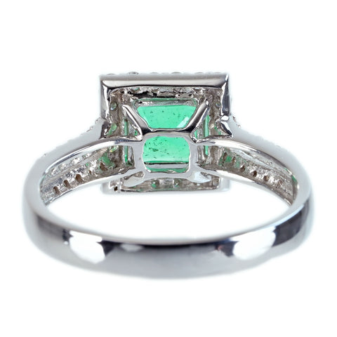 【中古】K18WG EMERALD RING エメラルドリング E1.48ct D0.45ct 3.9g #14