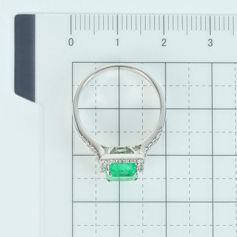 【中古】K18WG EMERALD RING エメラルドリング E1.48ct D0.45ct 3.9g #14