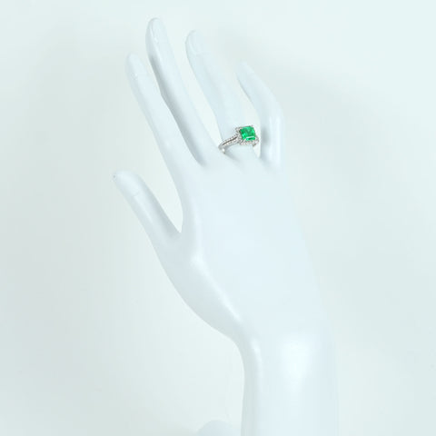 【中古】K18WG EMERALD RING エメラルドリング E1.48ct D0.45ct 3.9g #14