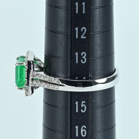 【中古】K18WG EMERALD RING エメラルドリング E1.48ct D0.45ct 3.9g #14