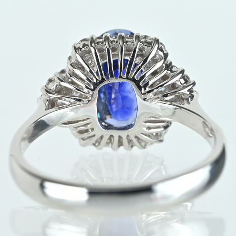 【中古】K18WG SAPPHIRE 非加熱サファイアリング S3.46ct D0.36ct GRS鑑別書 4.9g #13.5